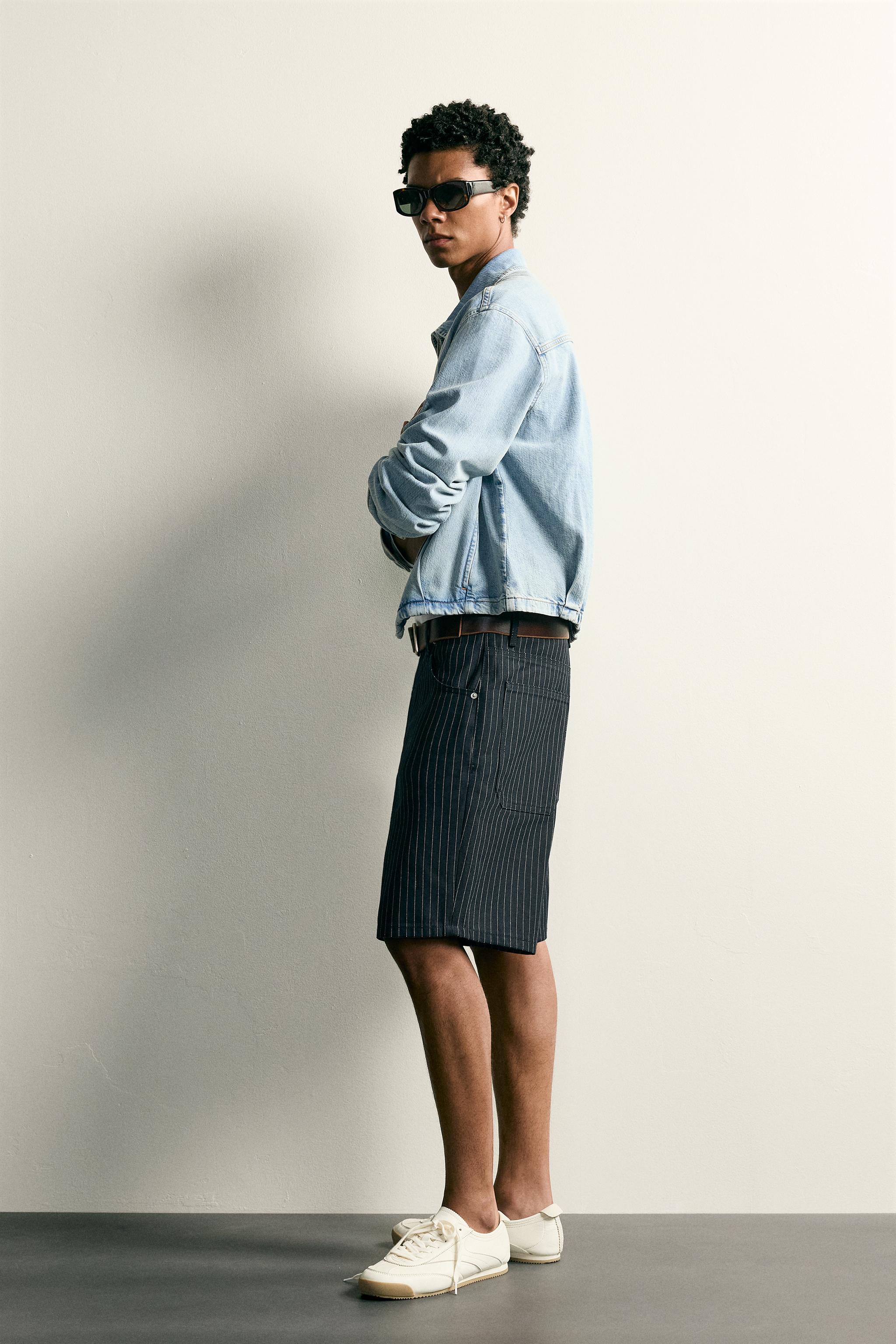 PINSTRIPE BAGGY FIT SHORTS